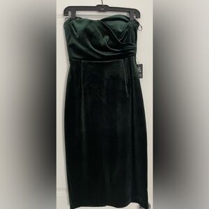 Express velvet strapless dress